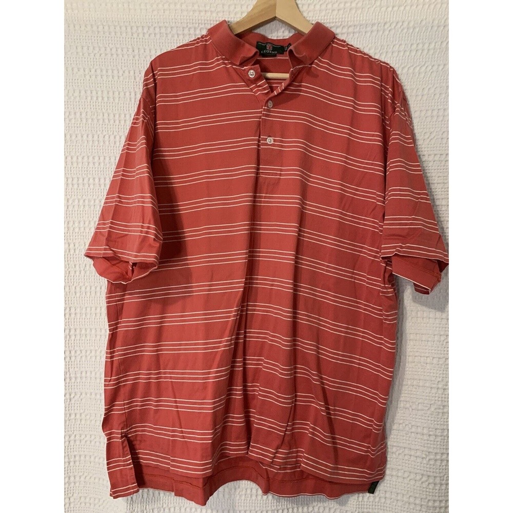 Andrew Carrington Legend Pima Cotton Mens Golf Polo Striped Red Shirt Size XL